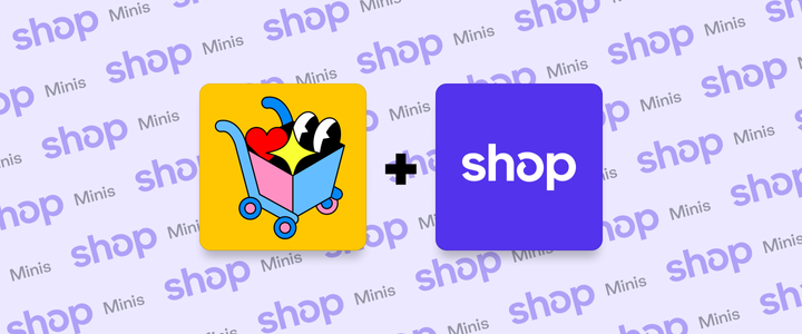 Shopify's Shop logo and Simple Bundles' logo together for the announcement of the Simple Bundles Shop Mini